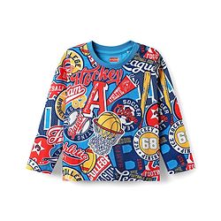 Babyhug Cotton Knit Full Sleeves Co-ords Night Suit With Basket Ball Print - Multicolour