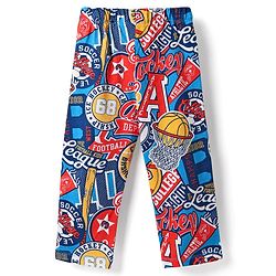 Babyhug Cotton Knit Full Sleeves Co-ords Night Suit With Basket Ball Print - Multicolour