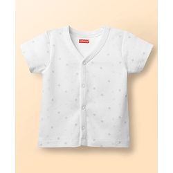 Babyhug Single Jersey Knit Half Sleeves Front Open T-Shirt & Shorts Set With Star Print - Light Blue