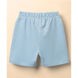 Babyhug Single Jersey Knit Half Sleeves Front Open T-Shirt & Shorts Set With Star Print - Light Blue