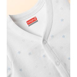 Babyhug Single Jersey Knit Half Sleeves Front Open T-Shirt & Shorts Set With Star Print - Light Blue