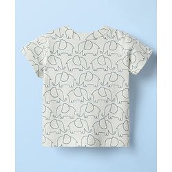 Babyhug Interlock Knit Half Sleeves Front Open T-Shirts & Shorts Sets with Elephant Print - Teal Blue