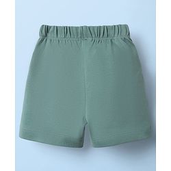 Babyhug Interlock Knit Half Sleeves Front Open T-Shirts & Shorts Sets with Elephant Print - Teal Blue