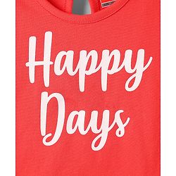Babyhug 100% Cotton Knit Half Sleeves T-Shirt With Happy Days Text Print - Red