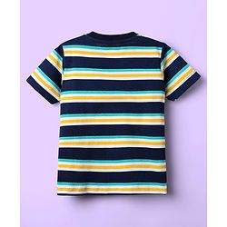 Babyhug 100% Cotton Knit Half Sleeves T-Shirts with Beach Theme Print & Stripes Pack of 7 - Multicolor