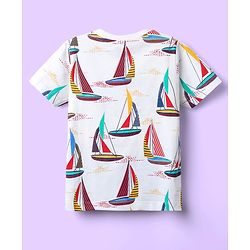 Babyhug 100% Cotton Knit Half Sleeves T-Shirts with Beach Theme Print & Stripes Pack of 7 - Multicolor