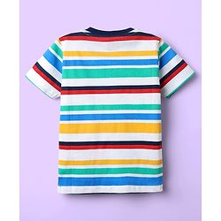 Babyhug 100% Cotton Knit Half Sleeves T-Shirts with Beach Theme Print & Stripes Pack of 7 - Multicolor