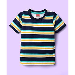 Babyhug 100% Cotton Knit Half Sleeves T-Shirts with Beach Theme Print & Stripes Pack of 7 - Multicolor