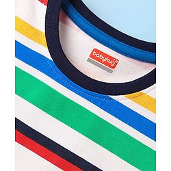 Babyhug 100% Cotton Knit Half Sleeves Striped T-Shirt - White