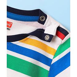 Babyhug 100% Cotton Knit Half Sleeves Striped T-Shirt - White
