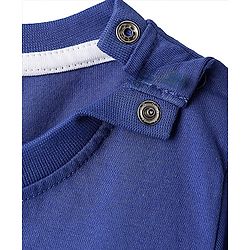 Babyhug Interlock Knit Half Sleeves T-Shirt & Shorts Set with Stripes & Animal Applique - Blue