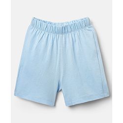 Babyhug Interlock Knit Half Sleeves T-Shirt & Shorts Set with Bear Embroidery - Light Blue & White