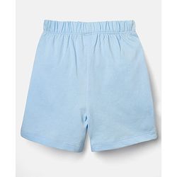 Babyhug Interlock Knit Half Sleeves T-Shirt & Shorts Set with Bear Embroidery - Light Blue & White