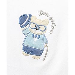 Babyhug Interlock Knit Half Sleeves T-Shirt & Shorts Set with Bear Embroidery - Light Blue & White