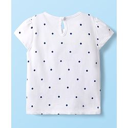 Babyhug Cotton Knit Half Sleeves Frock & Inner Tee with Polka Dot Print & Rainbow Design - Blue