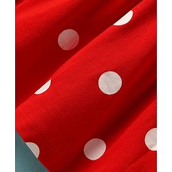 Babyhug Cotton Knit Frock & Cap Sleeves Inner Tee With Polka Dot Print - Red & White