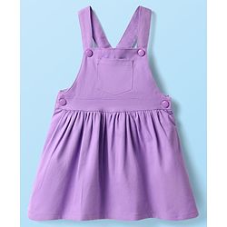 Babyhug Cotton Woven Frock & Half Sleeves Inner Tee With Sea Animals Print - Purple & White