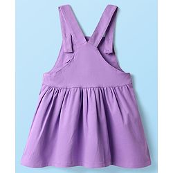 Babyhug Cotton Woven Frock & Half Sleeves Inner Tee With Sea Animals Print - Purple & White