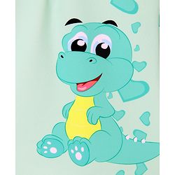 Babyhug Half Raglan Sleeves Legged Swimsuit With Dino Print & Cap - Sea Green