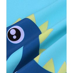 Babyhug Half Raglan Sleeves Legged Swimsuit With Dino Print & Cap - Light Blue