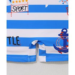 Babyhug Half Raglan Sleeves Legged Swimsuit With Shark Print & Cap - Light Blue