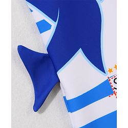 Babyhug Half Raglan Sleeves Legged Swimsuit With Shark Print & Cap - Light Blue