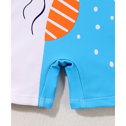 Babyhug Full Raglan Sleeves Legged Swimsuit With Dino Print - White