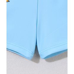 Babyhug Swimming Trunk With Giraffe Print & Cap - Light Blue