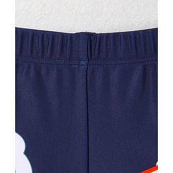 Babyhug Swimming Trunk With Dino Print & Cap - Navy Blue