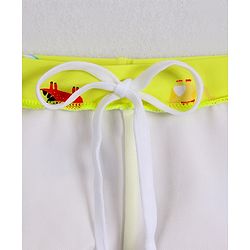Babyhug Swimming Trunks With Dino Print & Cap - Yellow