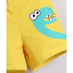 Babyhug Half Raglan Sleeves Two Piece Swimsuit With Dino Print & Cap - Yellow