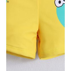 Babyhug Half Raglan Sleeves Two Piece Swimsuit With Dino Print & Cap - Yellow