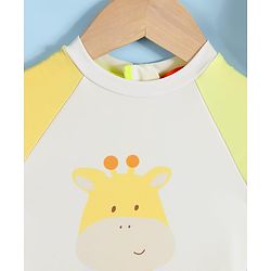 Babyhug Half Raglan Sleeves Legged Swimsuit With Giraffe Print & Cap - Yellow