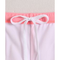 Babyhug Half Raglan Sleeves Two Piece Swimsuit With Tropical Theme Print & Cap - Pink