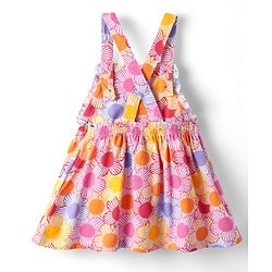 Babyhug Cotton Woven Half Sleeves Inner T-Shirt & Frock with Floral & Bow Applique  - Pink & Red