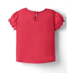 Babyhug Cotton Woven Half Sleeves Inner T-Shirt & Frock with Floral & Bow Applique  - Pink & Red
