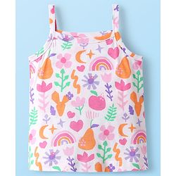 Babyhug 100% Cotton Antibacterial Slips With Floral & Hearts Print Pack Of 3 - Dark Pink Yellow & Light Pink