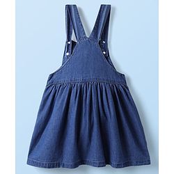 Babyhug  Cotton Knit Half Sleeves Inner T-Shirt & Frock with Cupcake Embroidery & Heart Print - Blue & White