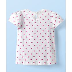 Babyhug  Cotton Knit Half Sleeves Inner T-Shirt & Frock with Cupcake Embroidery & Heart Print - Blue & White