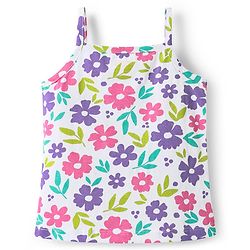 Babyhug 100% Cotton Knit Sleeveless Antibacterial Slips with Floral & Polka Dots Print Pack of 3 - Pink White & Lilac