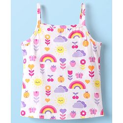 Babyhug 100% Cotton Antibacterial Slips With Hearts & Rainbow Print Pack Of 3 - Pink Yellow & White