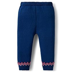 Babyhug Organic Cotton Knitted Full Sleeves Sweater Set With Penguin Design & Cap - Navy Blue & Red
