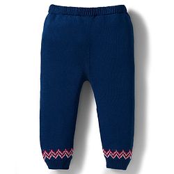 Babyhug Organic Cotton Knitted Full Sleeves Sweater Set With Penguin Design & Cap - Navy Blue & Red