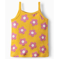 Babyhug 100% Cotton Single Jersey Knit Antibacterial Sleeveless Slips With Floral  Print Pack Of 3 - Pink Yellow & Light Blue