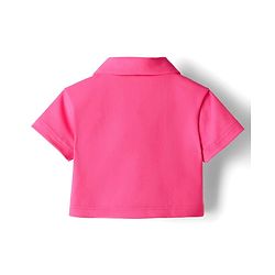 Babyhug Knit Half Sleeves Solid Color Top & Skirt Set with Bow Applique - Dark Pink