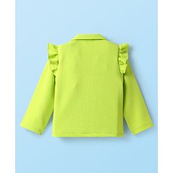 Babyhug Knit Full Sleeves 3 Piece Party Suit - Neon Green & White