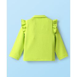 Babyhug Knit Full Sleeves 3 Piece Party Suit - Neon Green & White