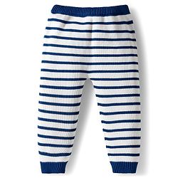 Babyhug Organic Cotton Knit Full Sleeves Pullover Sweater Set With Zebra Embroidery & Cap - Navy Blue & White