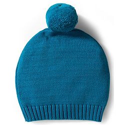 Babyhug Organic Cotton Knit Full Sleeves Striped Pullover Sweater Set with Cap & Giraffe Patch Detailing - Teal Blue