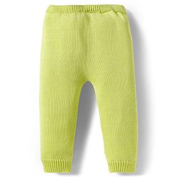 Babyhug Organic Cotton Knit Full Sleeves Striped Pullover Sweater Set with Cap & Tiger Patch Detailing - Limegreen